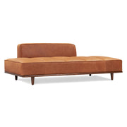 Poly & Bark Jasper Daybed - Cognac Tan - Full-Grain Pure-Aniline Leather Upholstery – Walnut-Stained Ash Wood Frame, 6.6 Feet – Modern Daybed for Living Room or Guest Space – Minimal Assembly