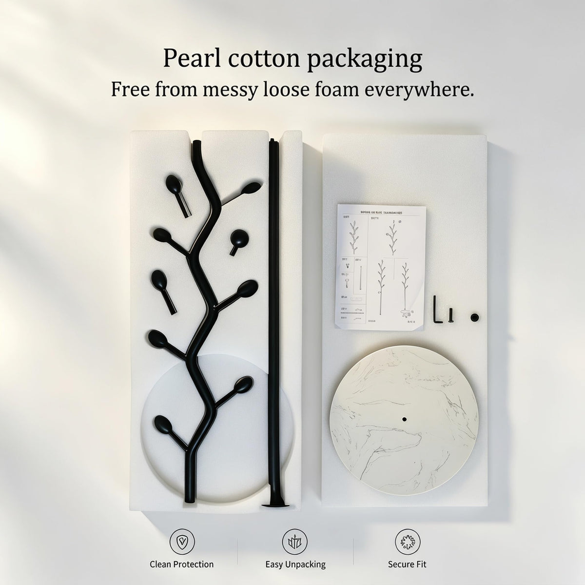 9-Hook Coat Rack with Marble Base
