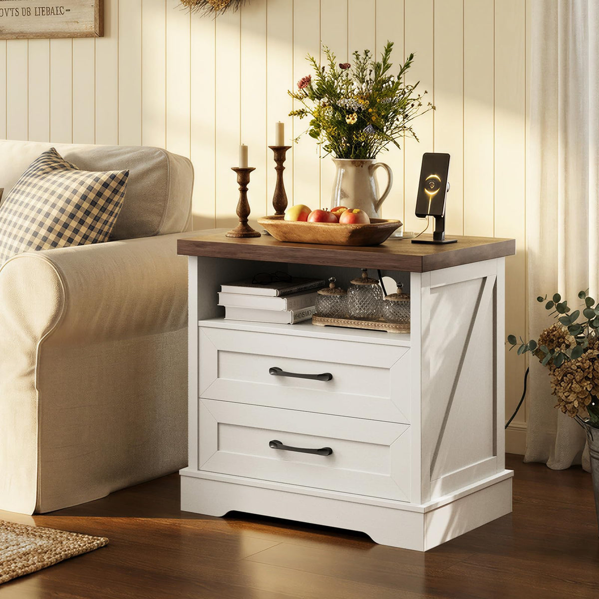 Farmhouse Charging Nightstand