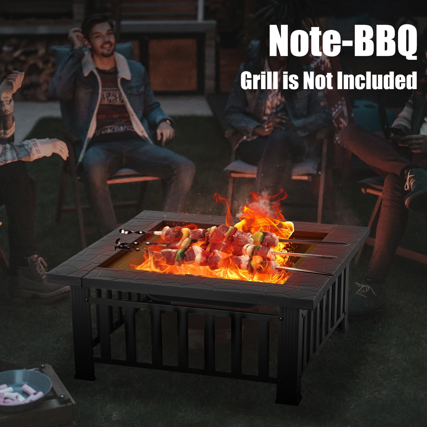 36" Square Outdoor Fire Pit Table