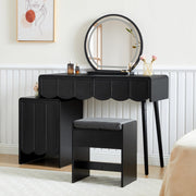 Wave Panel Vanity Desk with Mirror & Lights