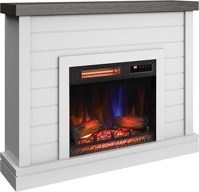 Shiplap Wall Mantel Electric Fireplace