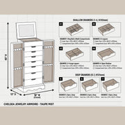 Hives and Honey Chelsea Jewelry Armoire, Taupe Mist