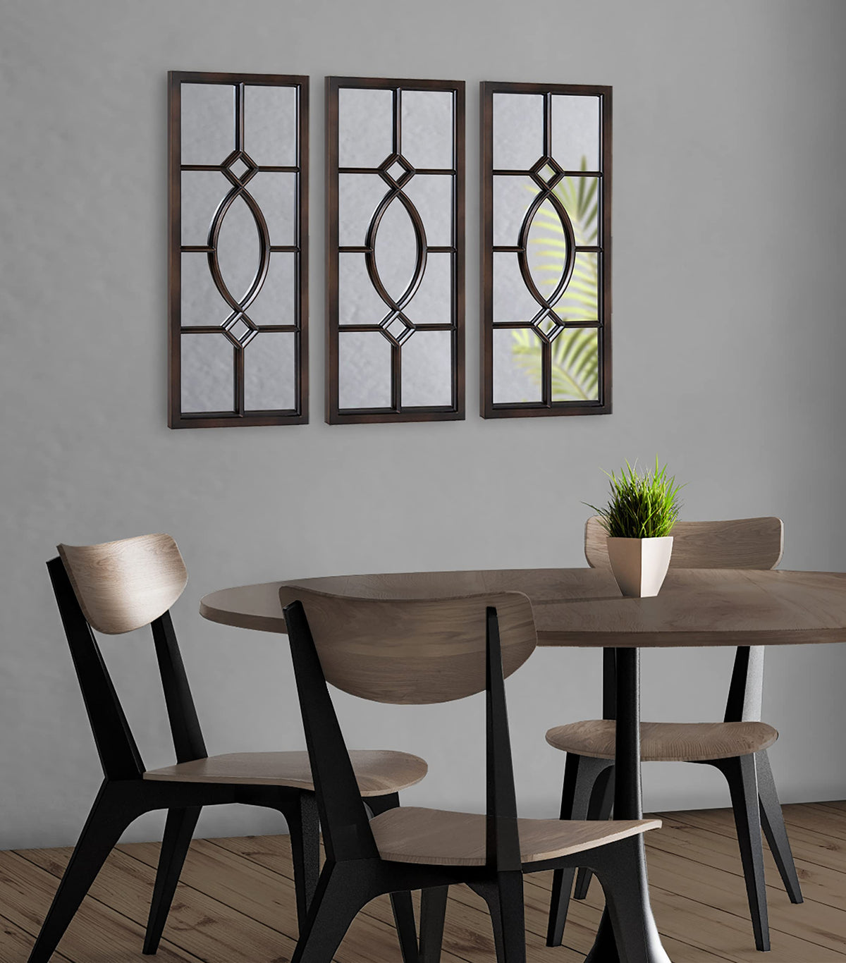 Bronze Windowpane Wall Mirror