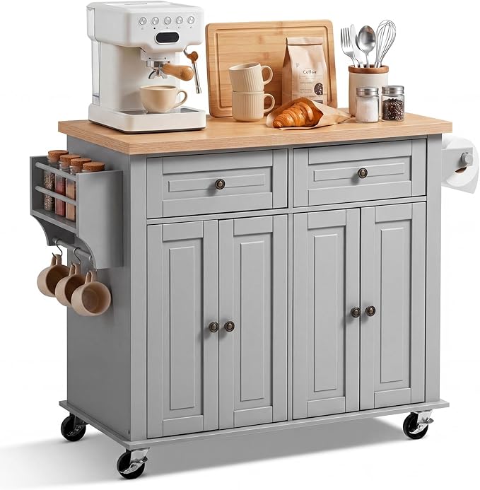 Black Drop Leaf Kitchen Island Cart