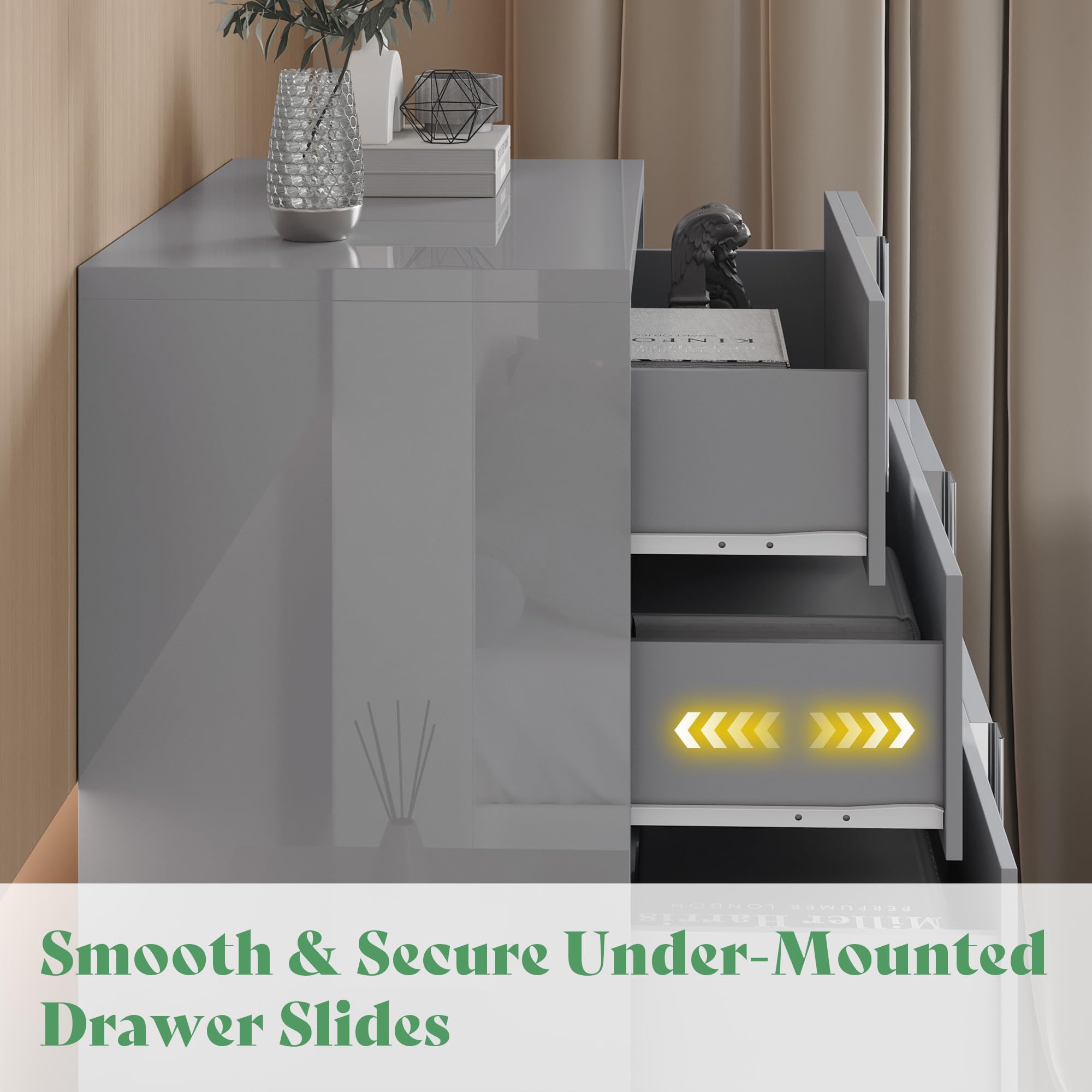 3-Piece Bedroom Dresser Set with Nightstands – Grey