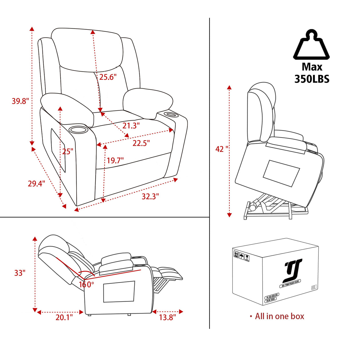 Ketaiyou Power Lift Recliner Chair with Massage and Heat for Elderly