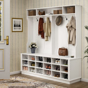 3-in-1 Hall Tree with Shoe Bench & Coat Rack