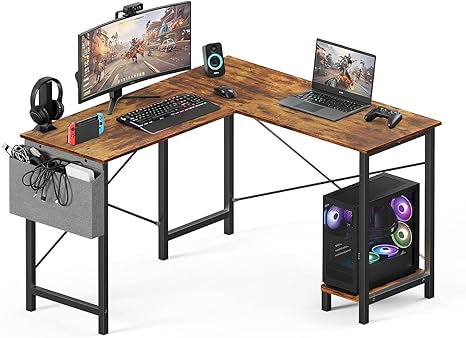 L-Shaped Corner Desk with Storage, 50 Inch