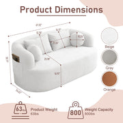 FASADI Loveseat Sofa for Small Space, 67.3" Boneless Love Seat Sofa with Side Pocket & 4 Pillows, Foam and Spring Filling, Soft Chenille for Living Room, Apartment, Bedroom, No Assembly