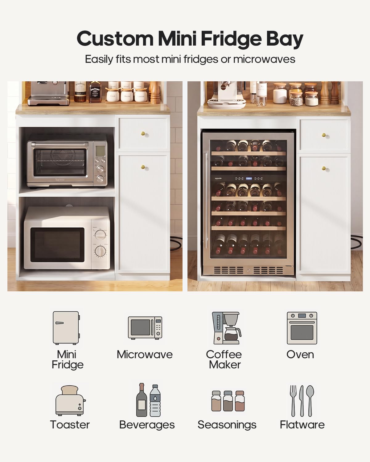 Coffee Bar Hutch with Fridge Space