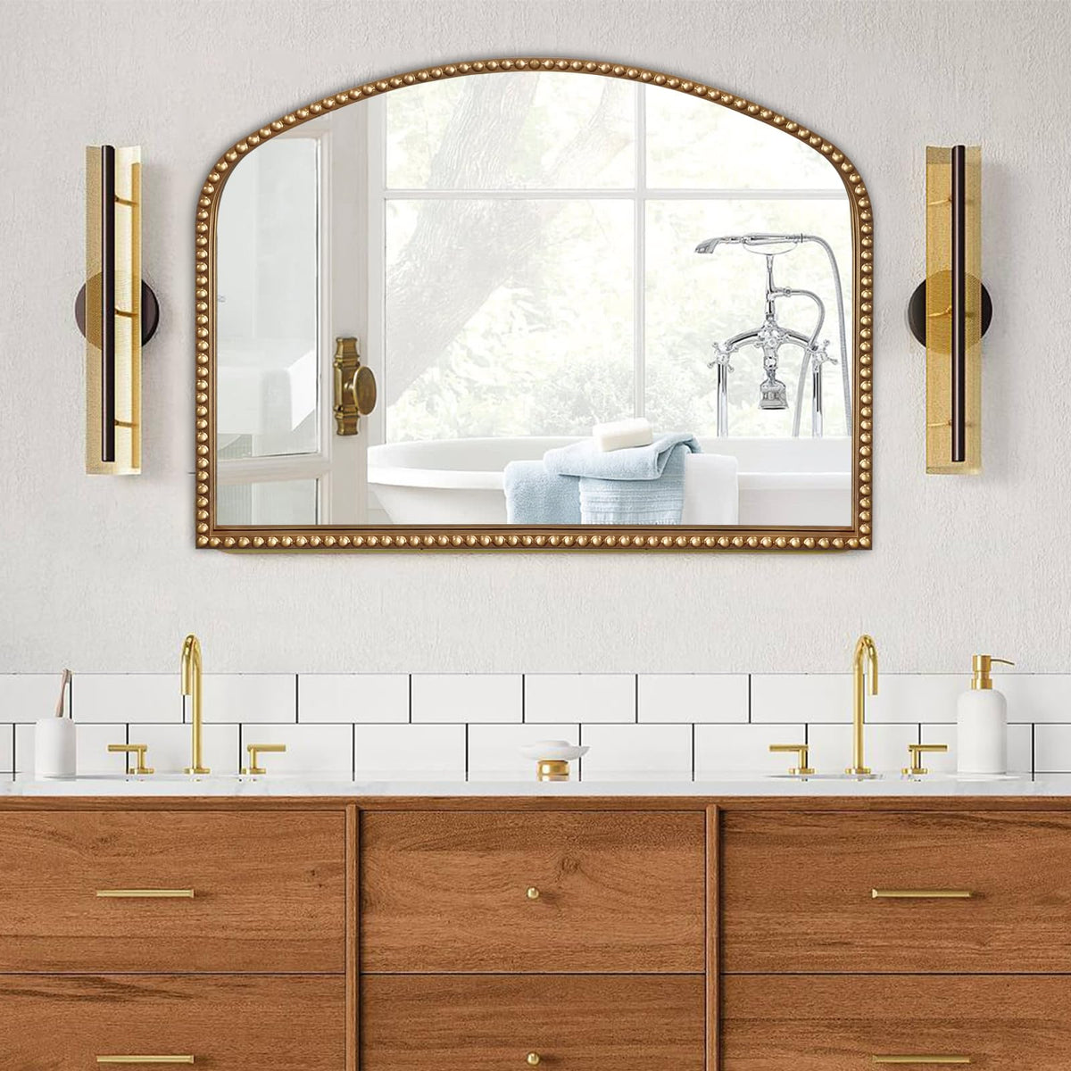 Vintage Gold Arched Wall Mirror