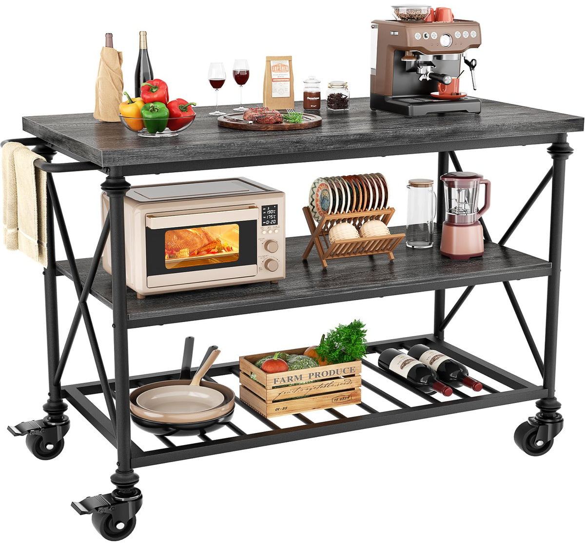 3-Tier Rolling Kitchen Island