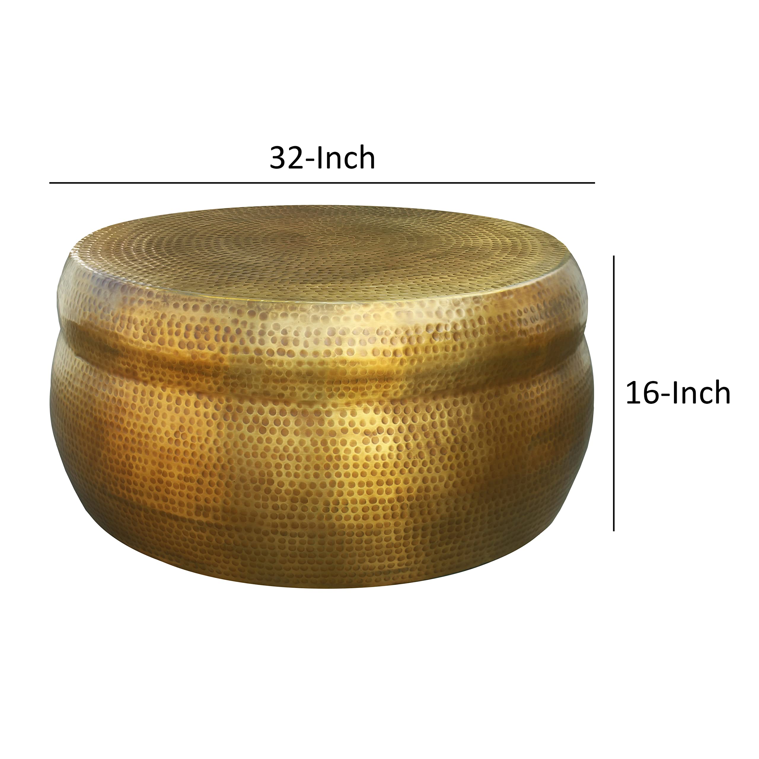 Round Antique Brass Coffee Table – 32 Inch