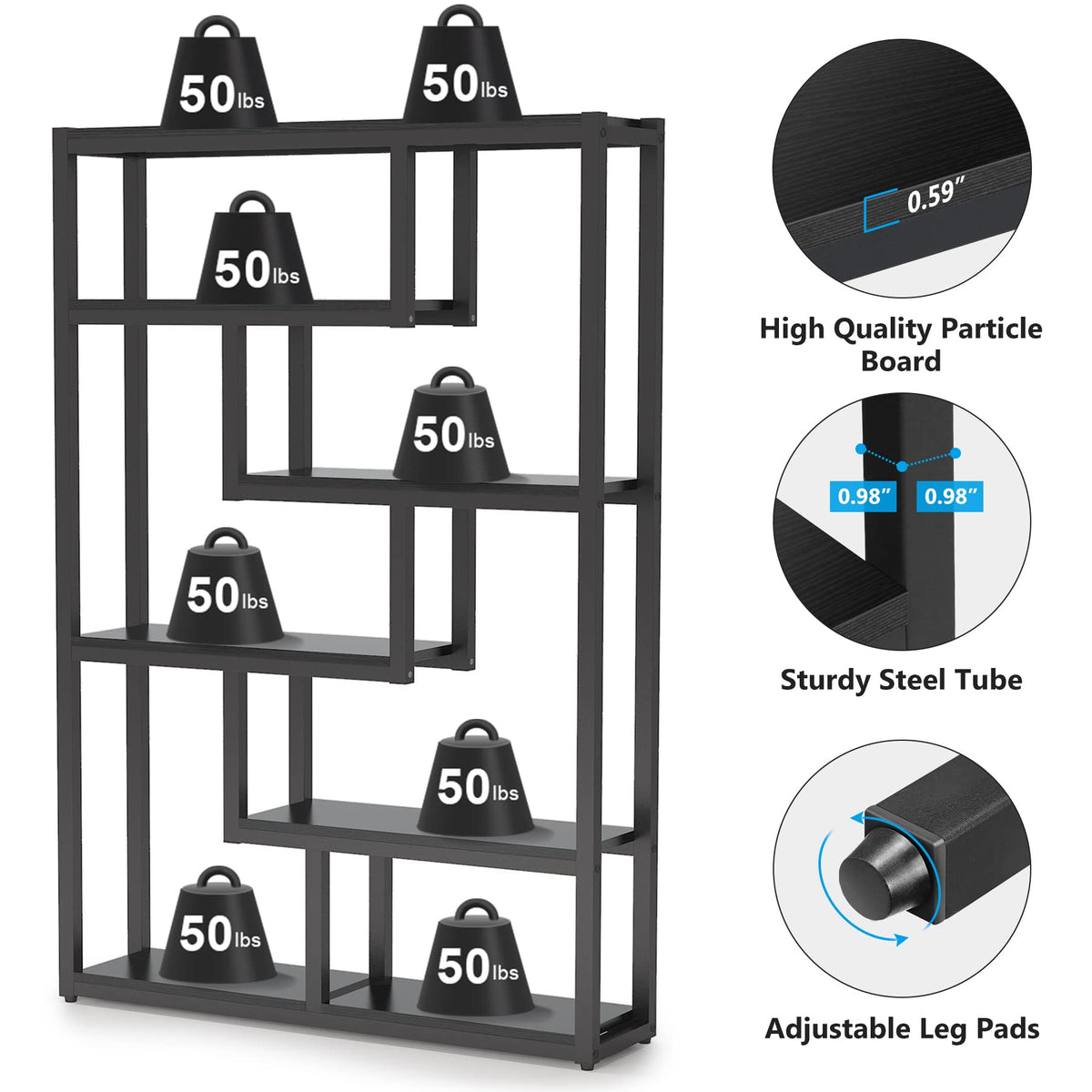 6-Tier Industrial Bookcase