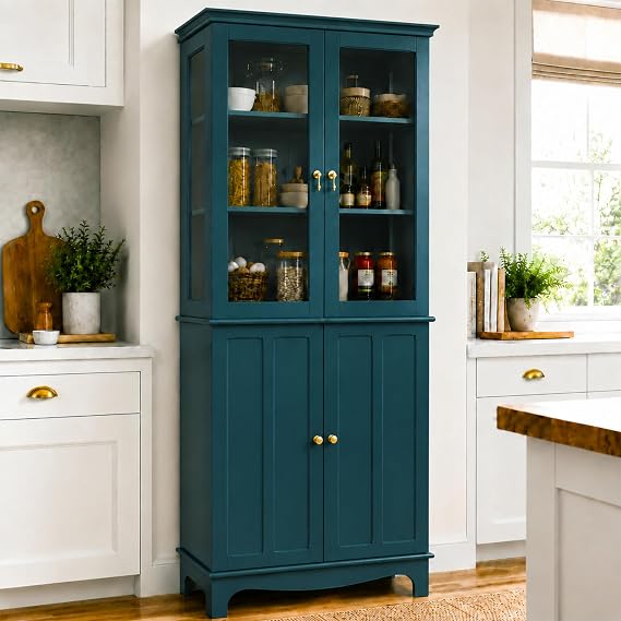 Blue Glass-Door China Cabinet
