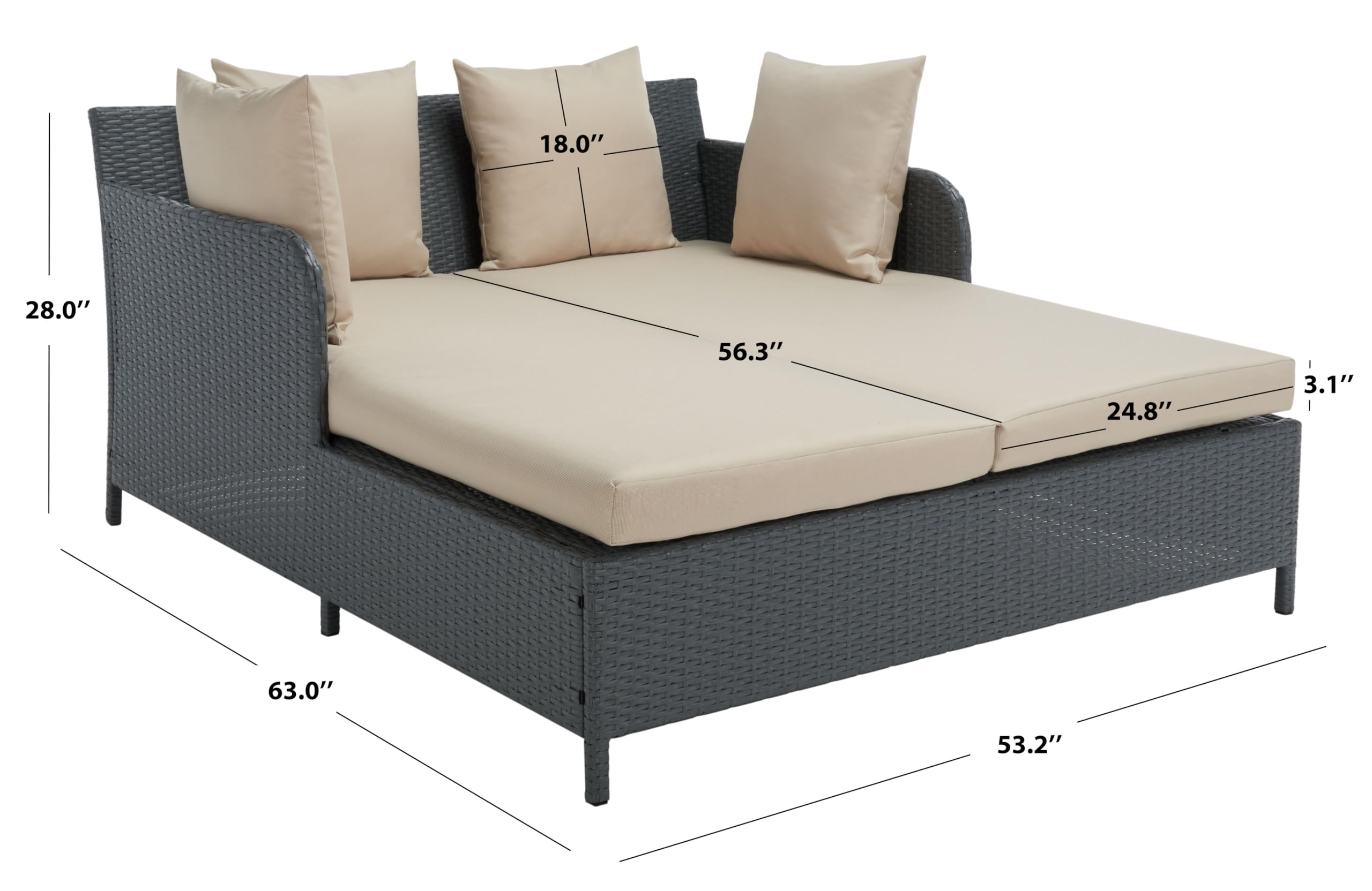 Safavieh Outdoor Collection August Titanium & Sand Daybed