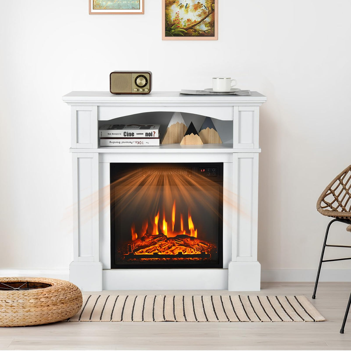 Electric Fireplace with Mantel