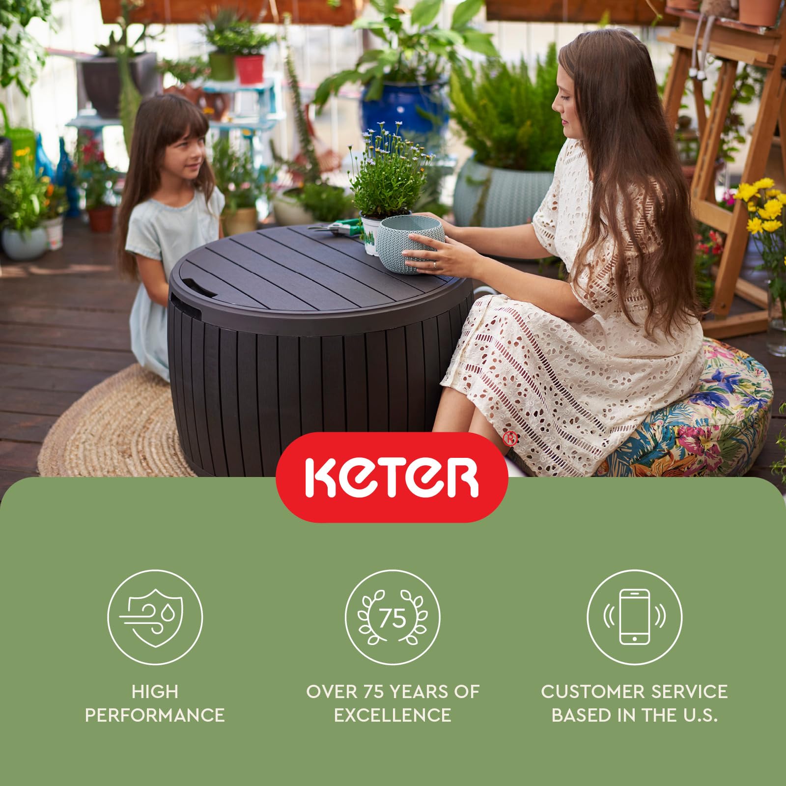 37-Gallon Round Outdoor Deck Box
