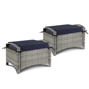 Wicker Outdoor Ottoman with Removable Cushion – PE Rattan, 400 lb Capacity