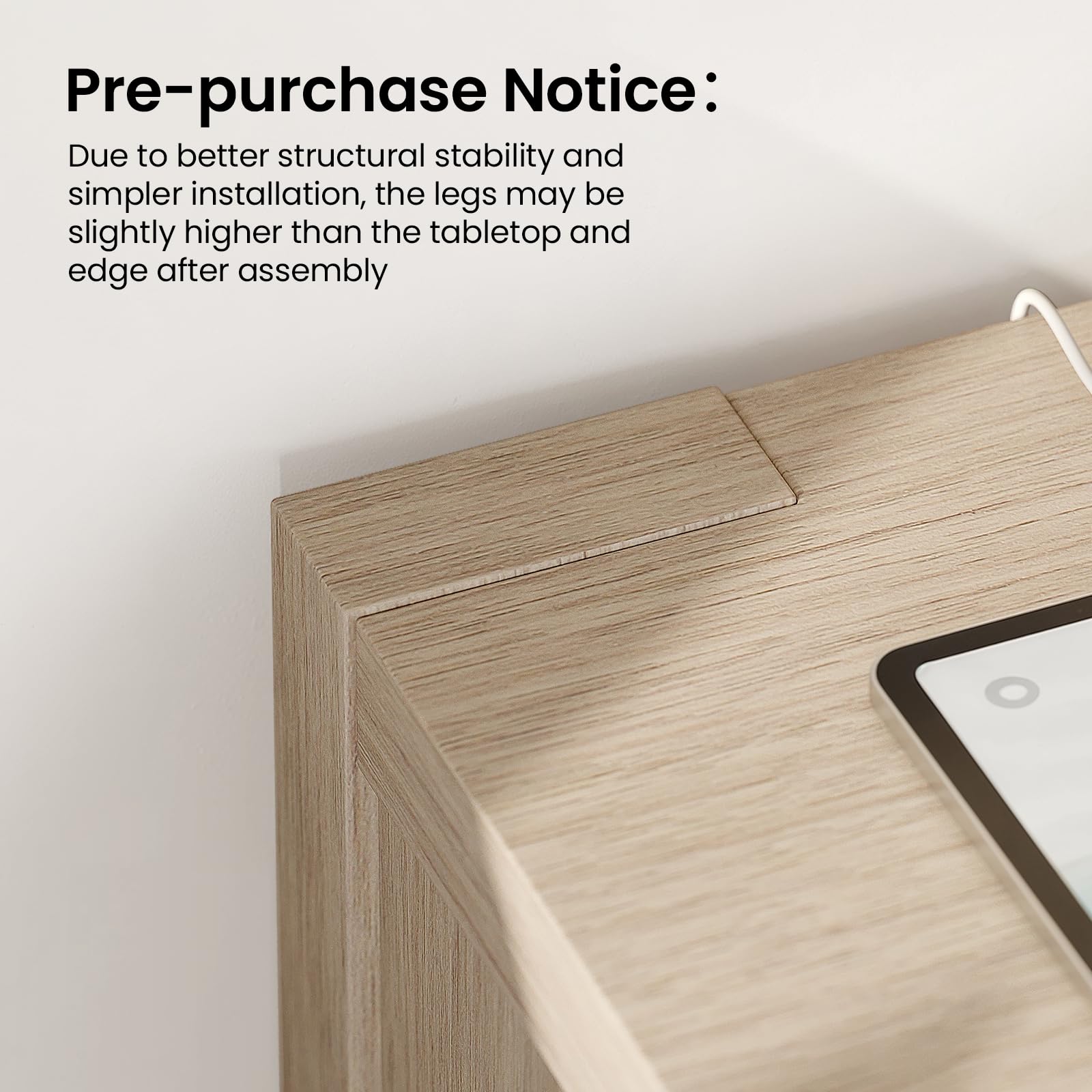 White Oak Nightstand with Charging Station & Drawer