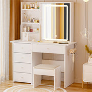 Vanity Desk with Mirror, LED Lights & Power Outlet