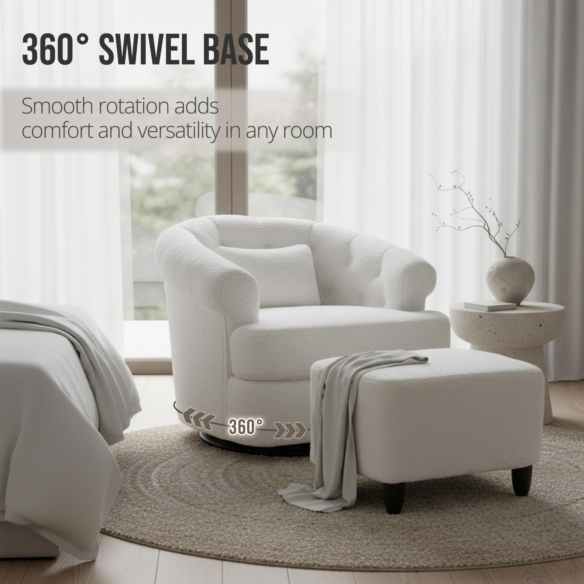 Swivel Barrel Accent Chair with Ottoman