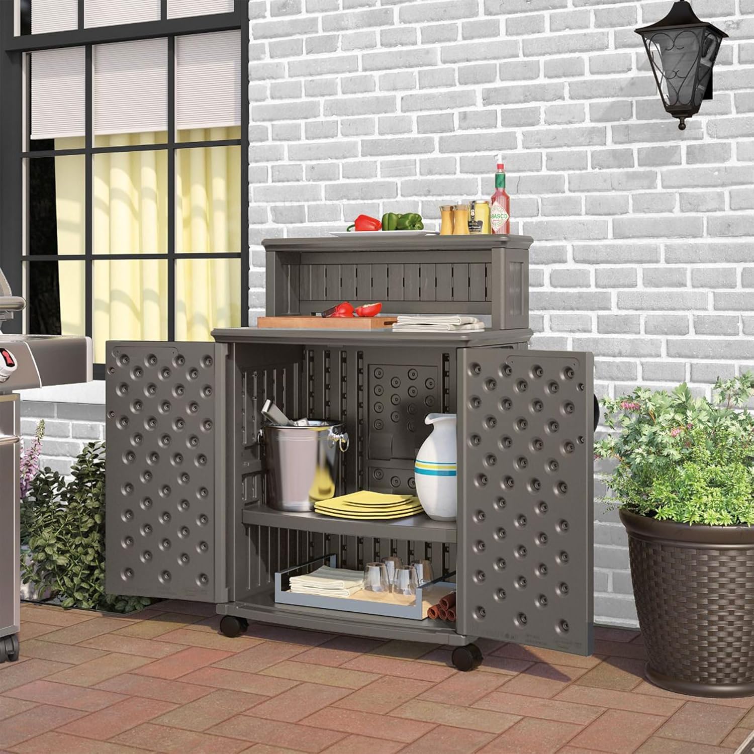 Outdoor Prep Station with Storage Cabinet