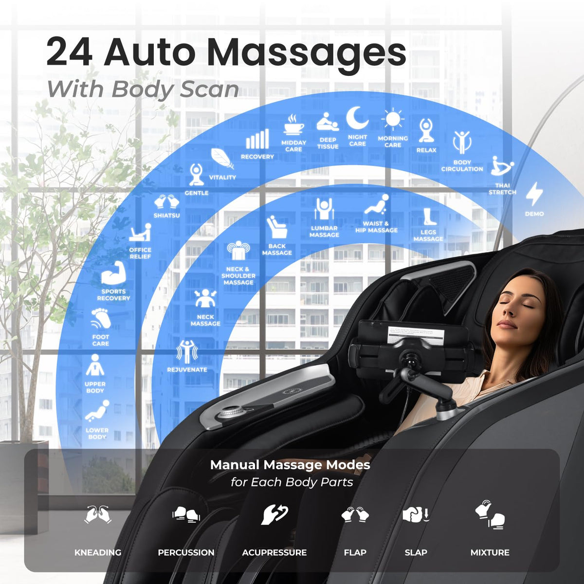 Black 4D Zero Gravity Massage Chair