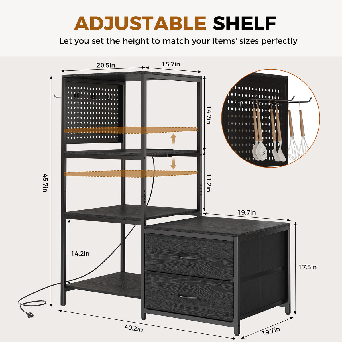 Mini Fridge Stand with Power Outlets