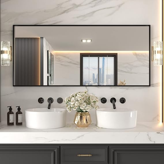 Black Rectangular Bathroom Mirror