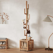 Wood Coat Rack with Storage