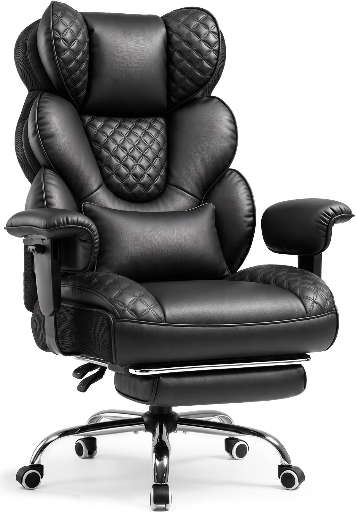 COMHOMA Big and Tall Office Chair with Upgrade Footrest, Heavy Duty Gaming Chair High Back Executive Chair with Spring Lumbar Support for Lower Back Pain Relief, 150°Reclining Adjustable Armrests