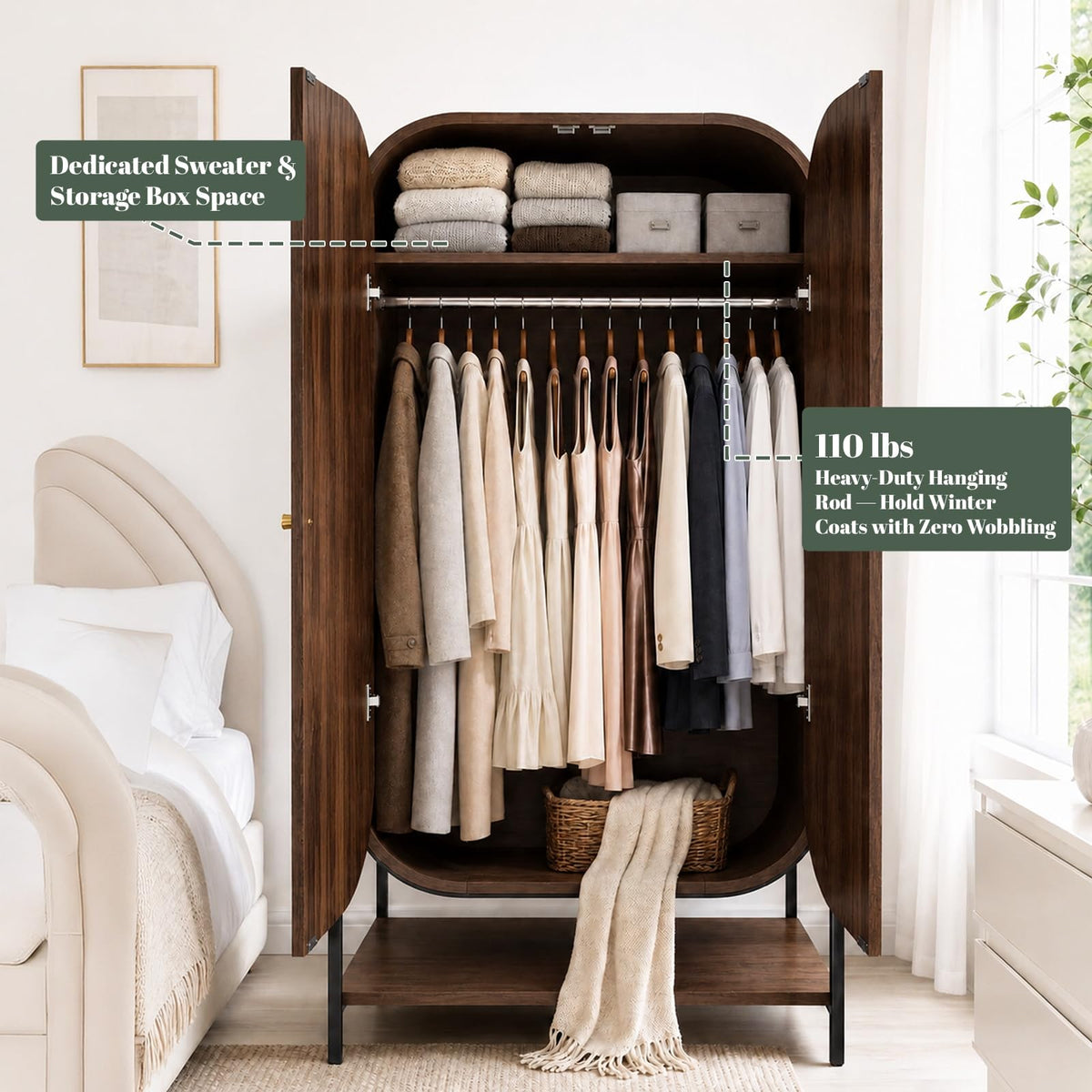 Arched Fluted Wardrobe