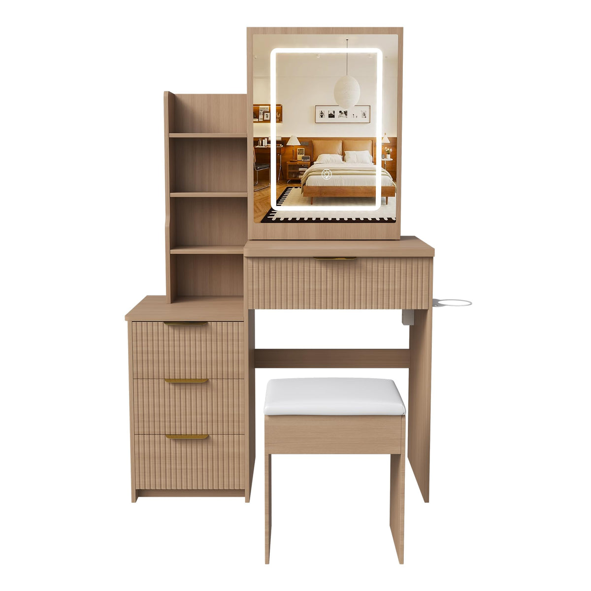 Makeup Vanity Desk with LED Lighted Mirror