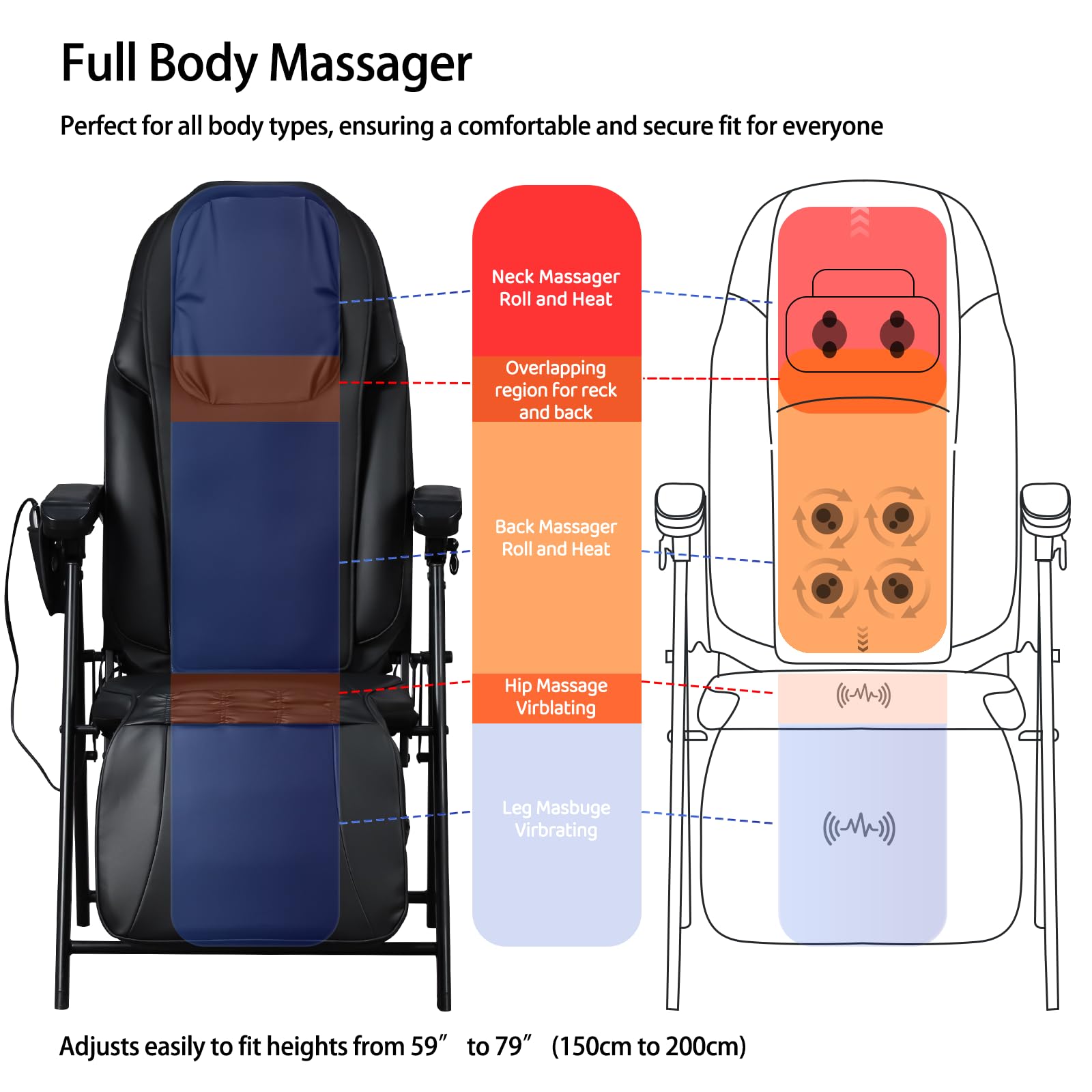 Ezencon Foldable Electric Massage Chair, Heat,Shiatsu,Vibration