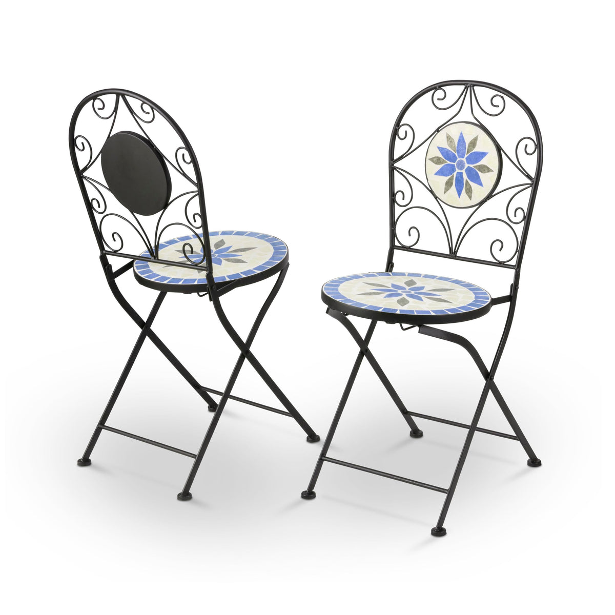 Alpine Corporation Blue and Beige Mosaic Bistro Set, 3-Piece