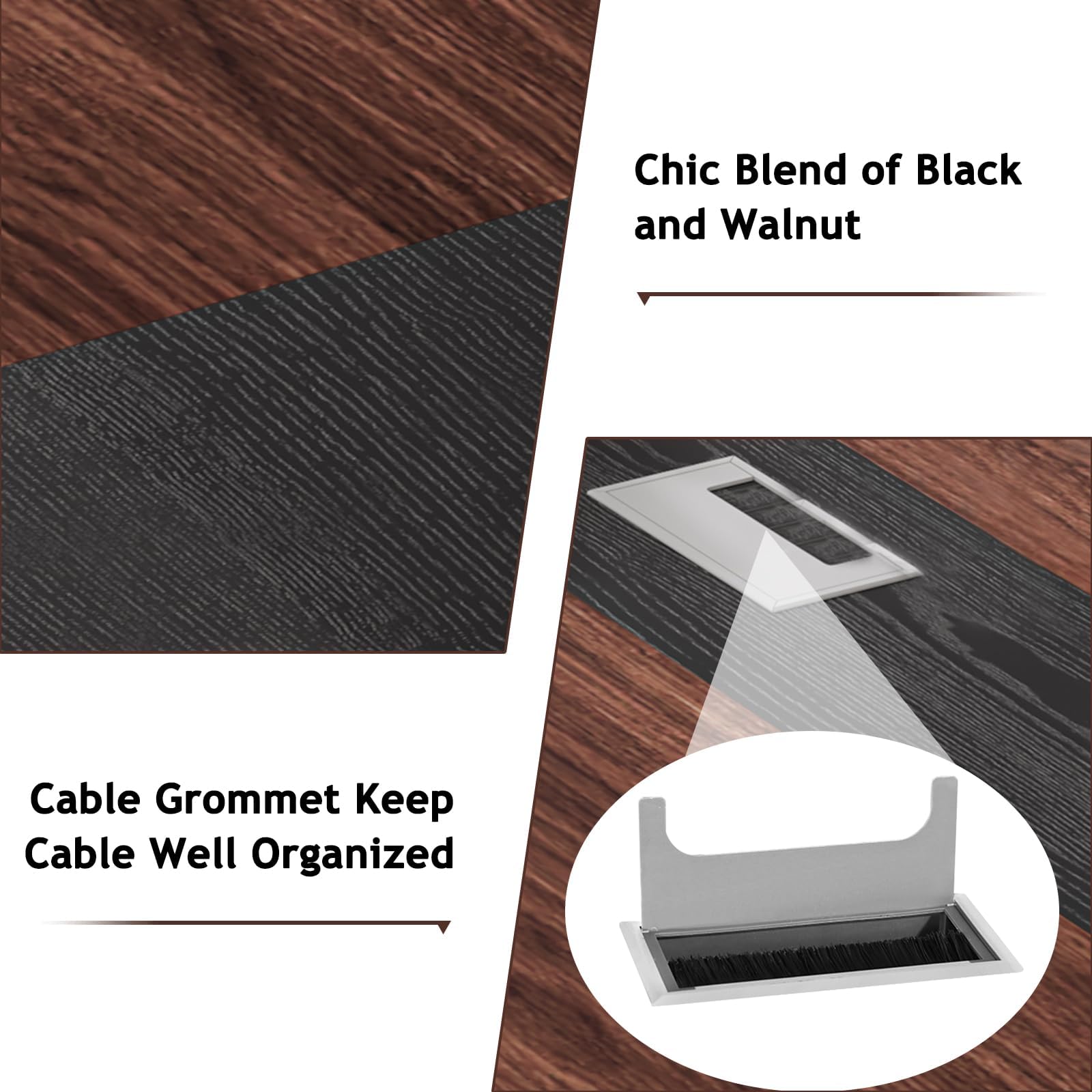 8FT Oval Conference Table – Walnut & Black
