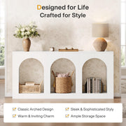 Tribesigns 70.9" White Console Table with Storage, Wood Entryway Entry Table with 3 Arched Shelves for Foyer, Hallway, Living Room, Behind Couch Sofa, Narrow Long