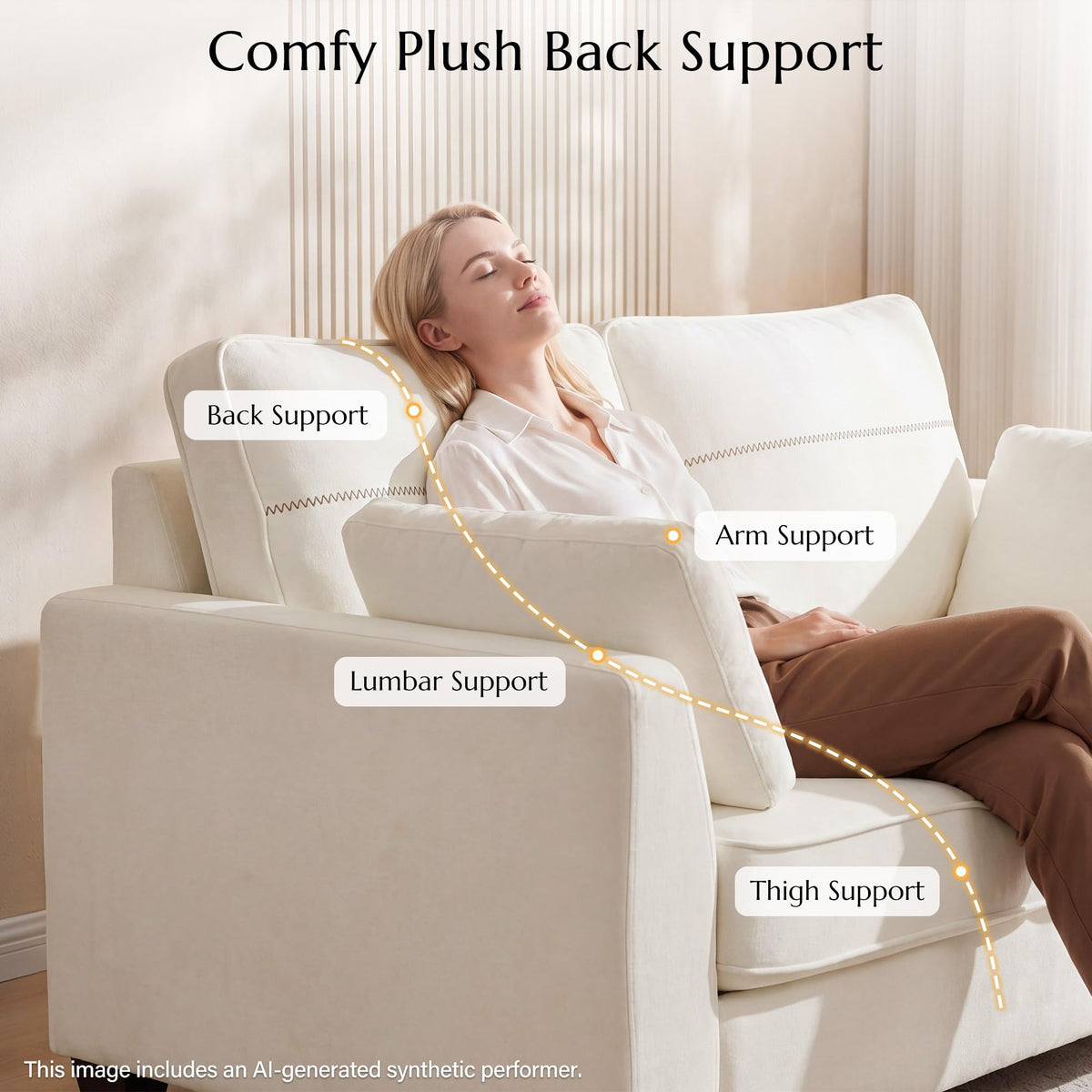 Landassy Home 2-Piece Sofa Set, 65.4" Loveseat + 89" 3-Seater Couch, Beige