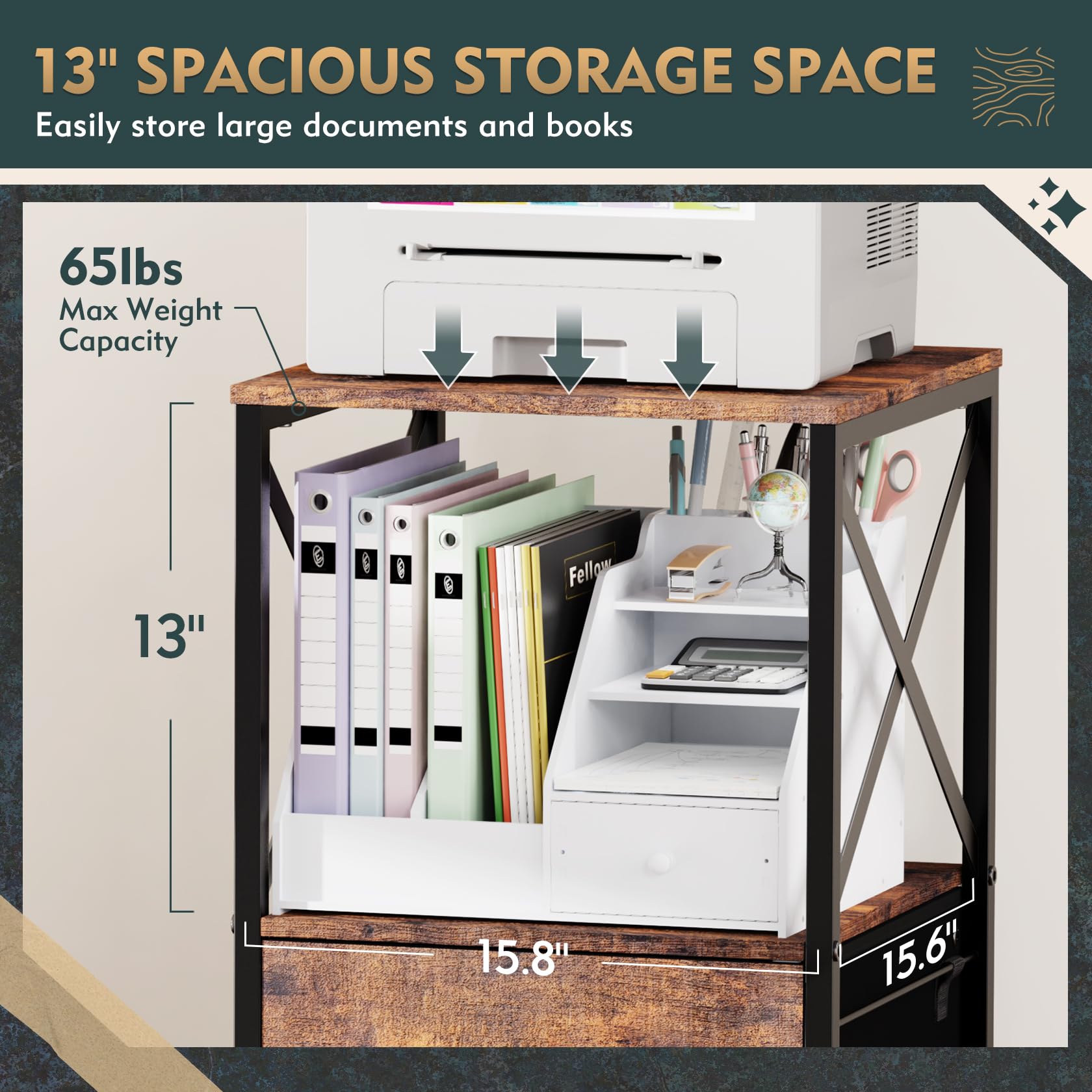 3-Drawer File Cabinet with Open Shelf