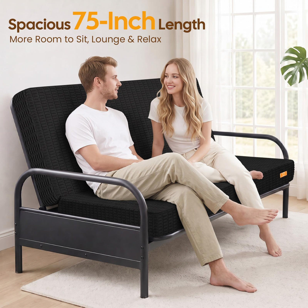 MeMoreCool 6" Futon Full Size, Folding Sofa Floor Couch, Frame Not Included