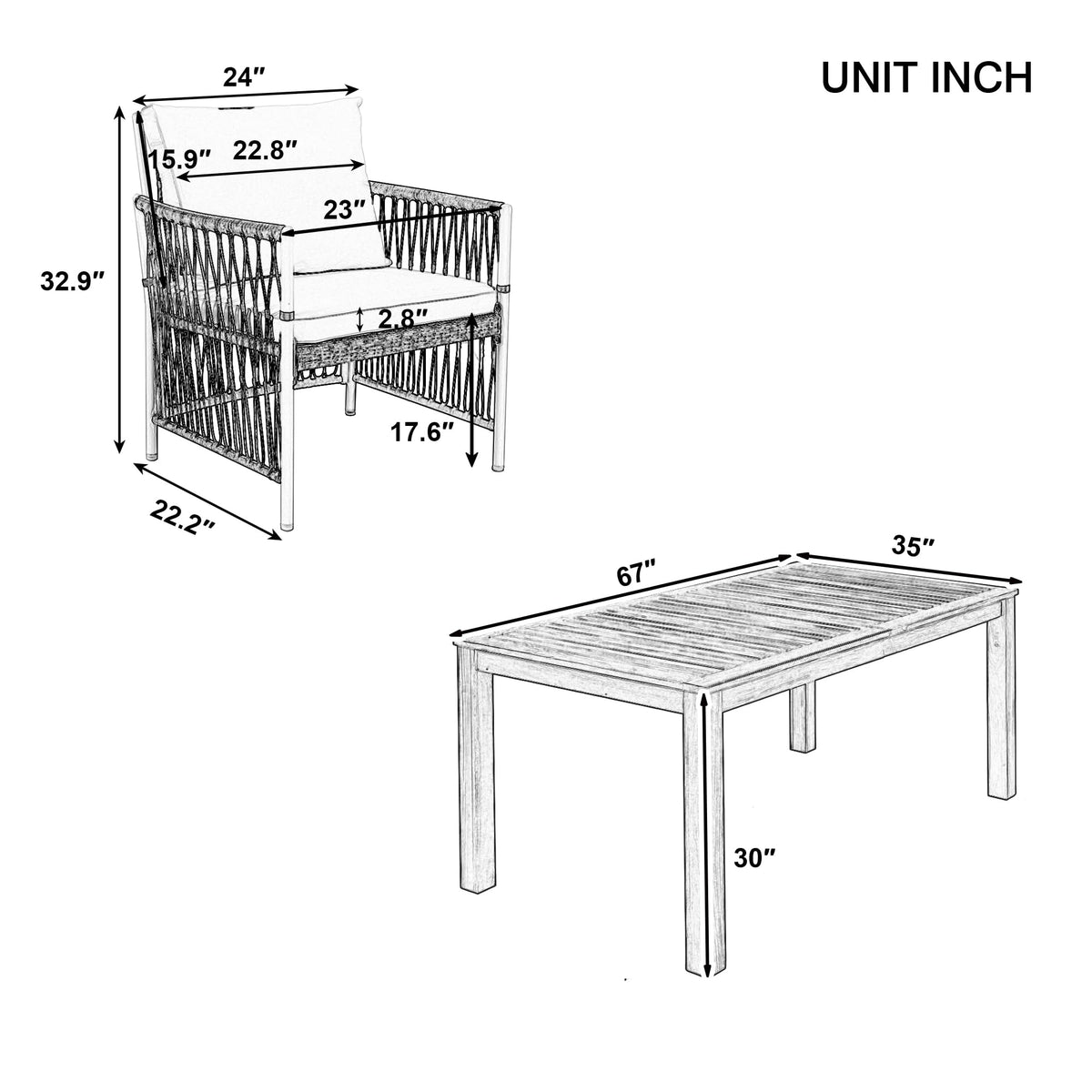 5-Piece Acacia Patio Dining Set