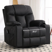 Bonzy Home Oversized Swivel Rocker Recliner, Rocking Recliner Chair, Black