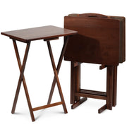 Folding Wood TV Tray Table Set