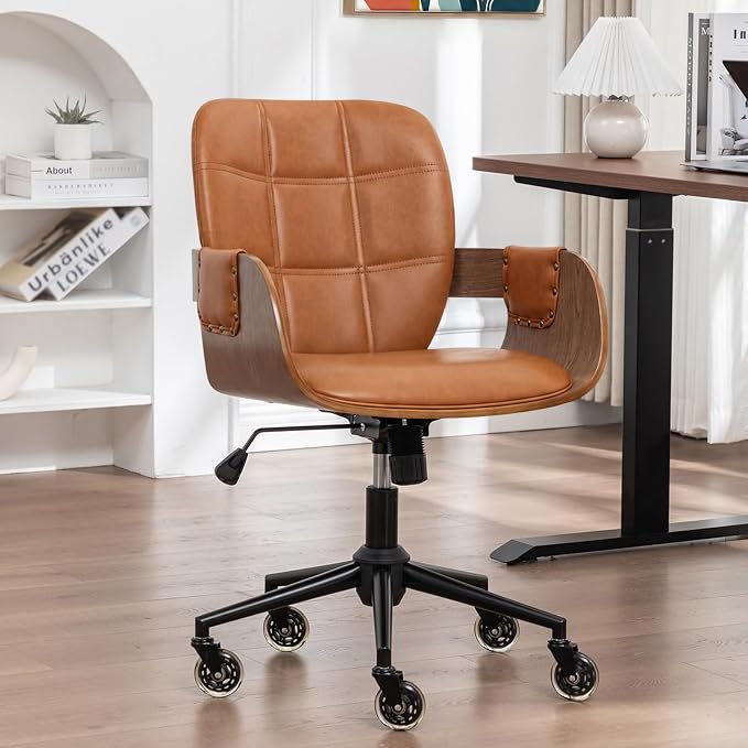 Mid-Century Faux Leather Desk Chair