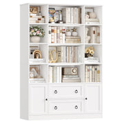 Large Bookshelf with Doors & Drawers, 6-Tier Tall Bookcase
