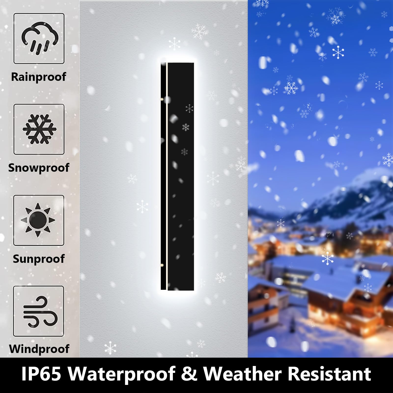 Outdoor LED Wall Sconce – 59" Dimmable, IP65, 2-Pack
