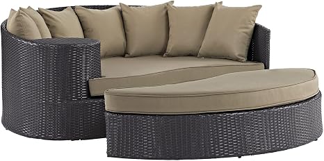 Outdoor Rattan Patio Daybed Sofa with Ottoman