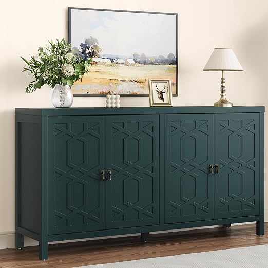 60" Buffet Sideboard Cabinet with 4 Doors & Adjustable Shelves